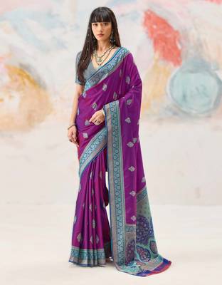 Elegant silk blend-blend saree for festive & party wear 1