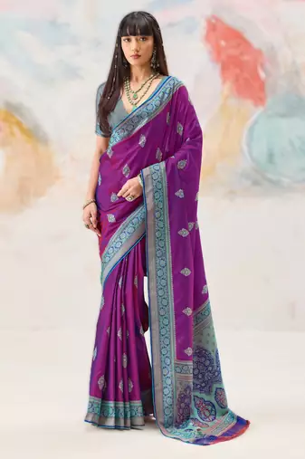 Elegant silk-blend saree for festive & party wear