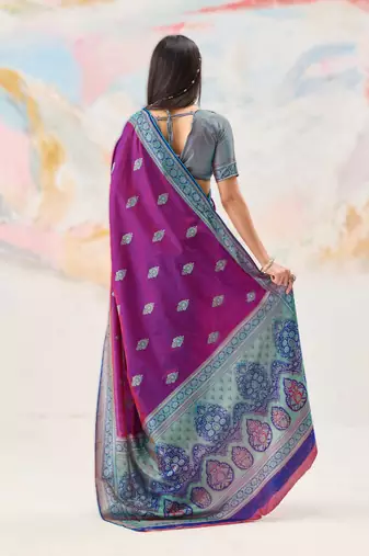 Elegant silk blend-blend saree for festive & party wear