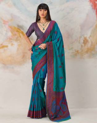 Elegant silk blend-blend saree for festive & party wear 1