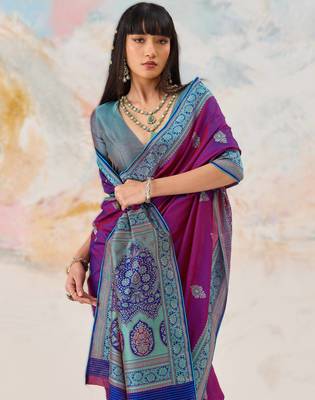 Elegant silk blend-blend saree for festive & party wear 3