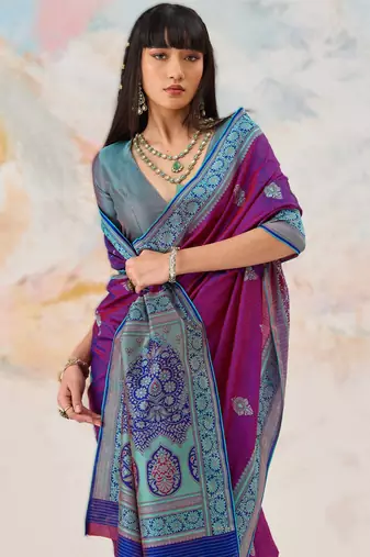 Elegant silk blend-blend saree for festive & party wear