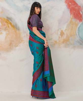 Elegant silk blend-blend saree for festive & party wear 2