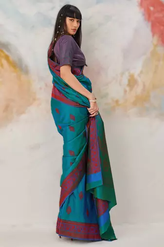 Elegant silk blend-blend saree for festive & party wear