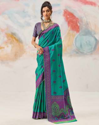 Elegant silk blend-blend saree for festive & party wear 1