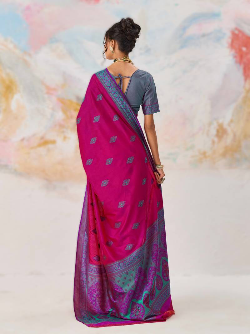 Elegant silk-blend saree for festive & party wear