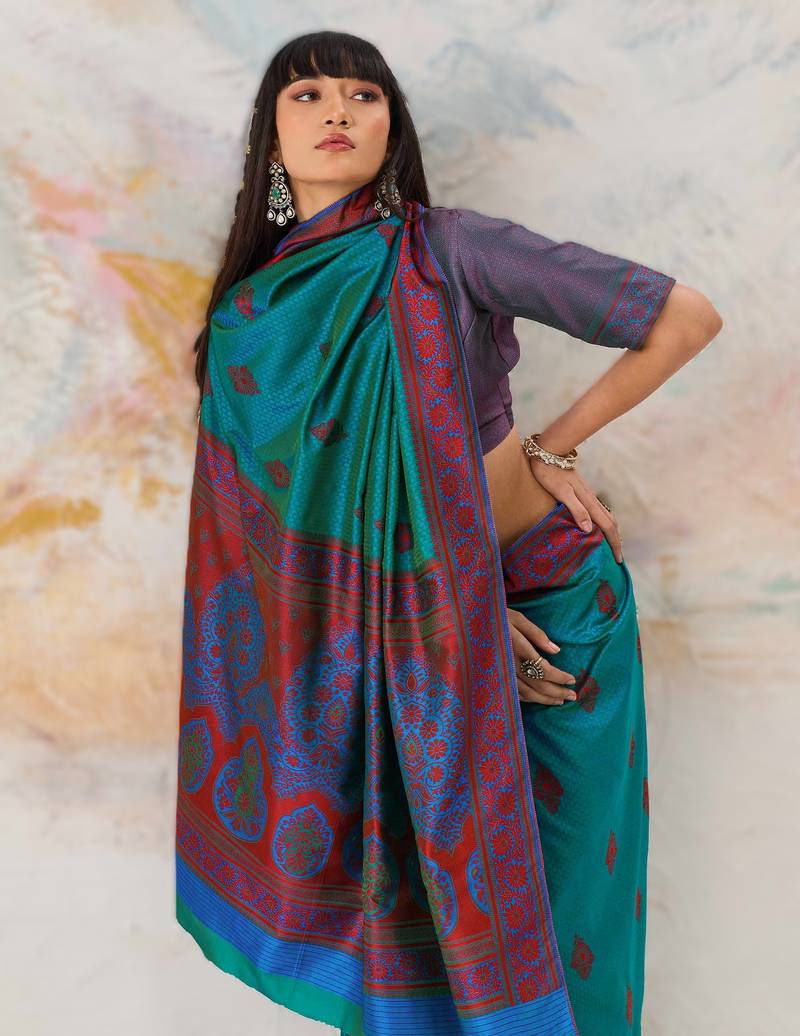 Elegant silk-blend saree for festive & party wear