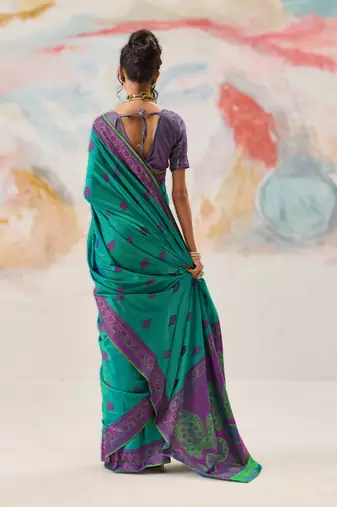 Elegant silk blend-blend saree for festive & party wear