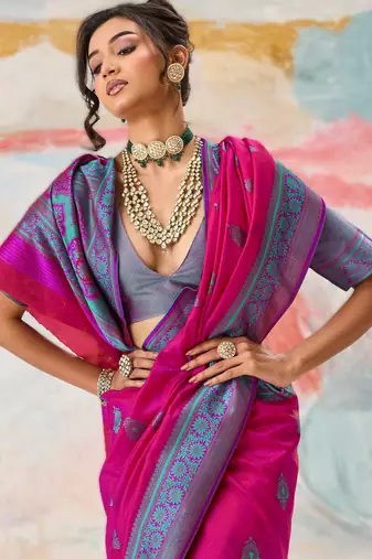 Elegant silk blend-blend saree for festive & party wear