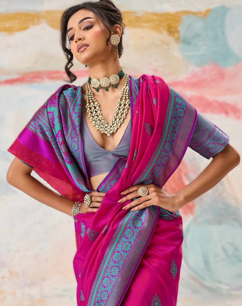 Elegant silk-blend saree for festive & party wear