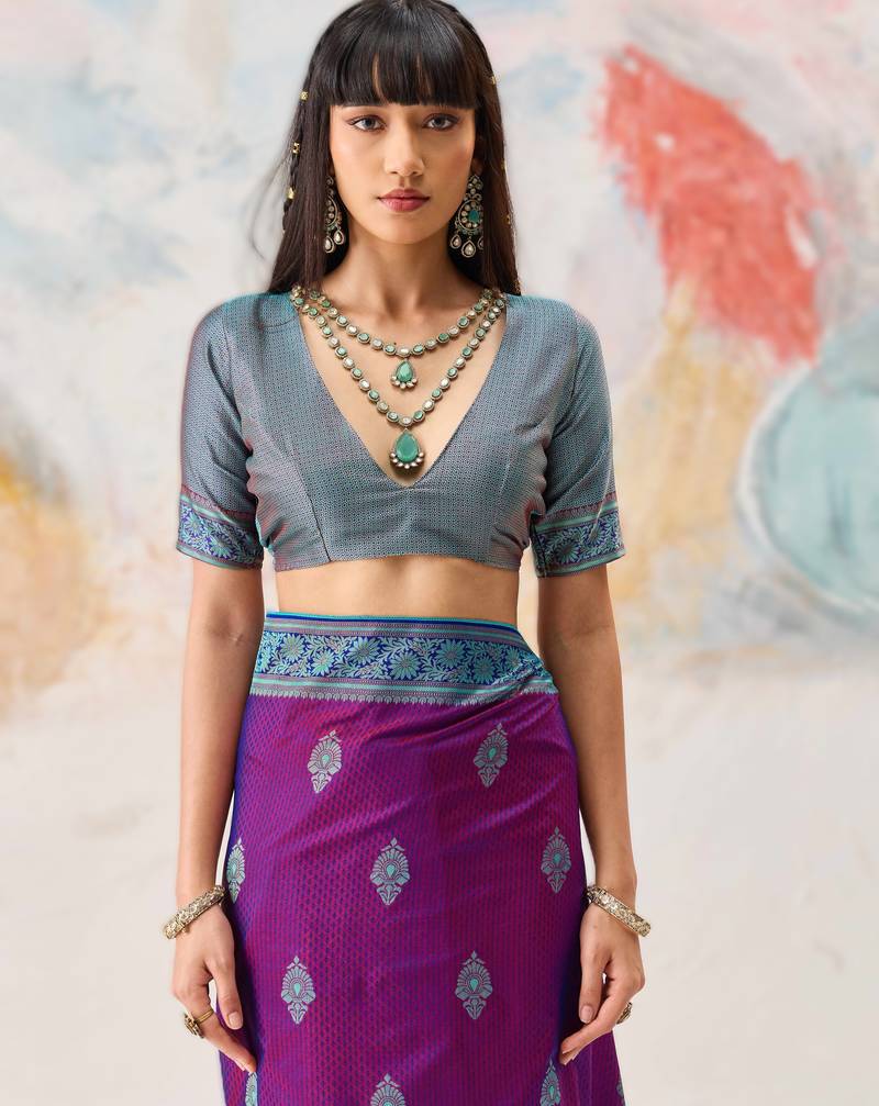 Elegant silk-blend saree for festive & party wear