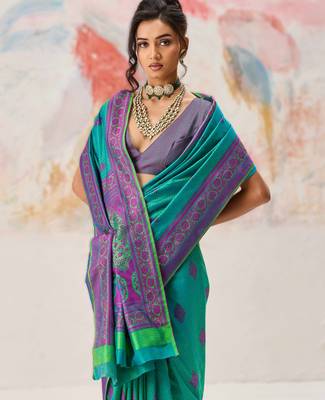 Elegant silk blend-blend saree for festive & party wear 3