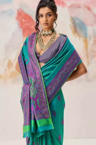 Elegant silk blend-blend saree for festive & party wear