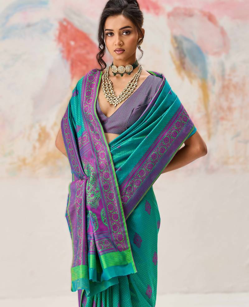 Elegant silk-blend saree for festive & party wear