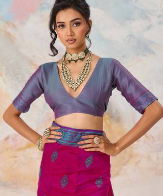 Elegant silk blend-blend saree for festive & party wear 4