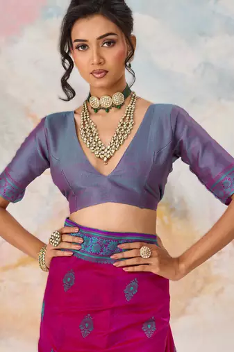 Elegant silk blend-blend saree for festive & party wear