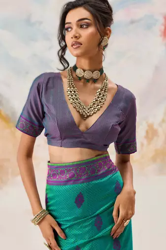 Elegant silk blend-blend saree for festive & party wear