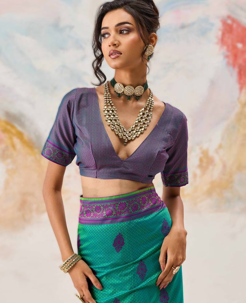 Elegant silk-blend saree for festive & party wear