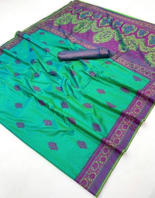 Elegant silk blend-blend saree for festive & party wear 5