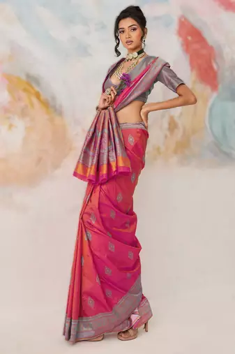 Elegant silk blend-blend saree for festive & party wear