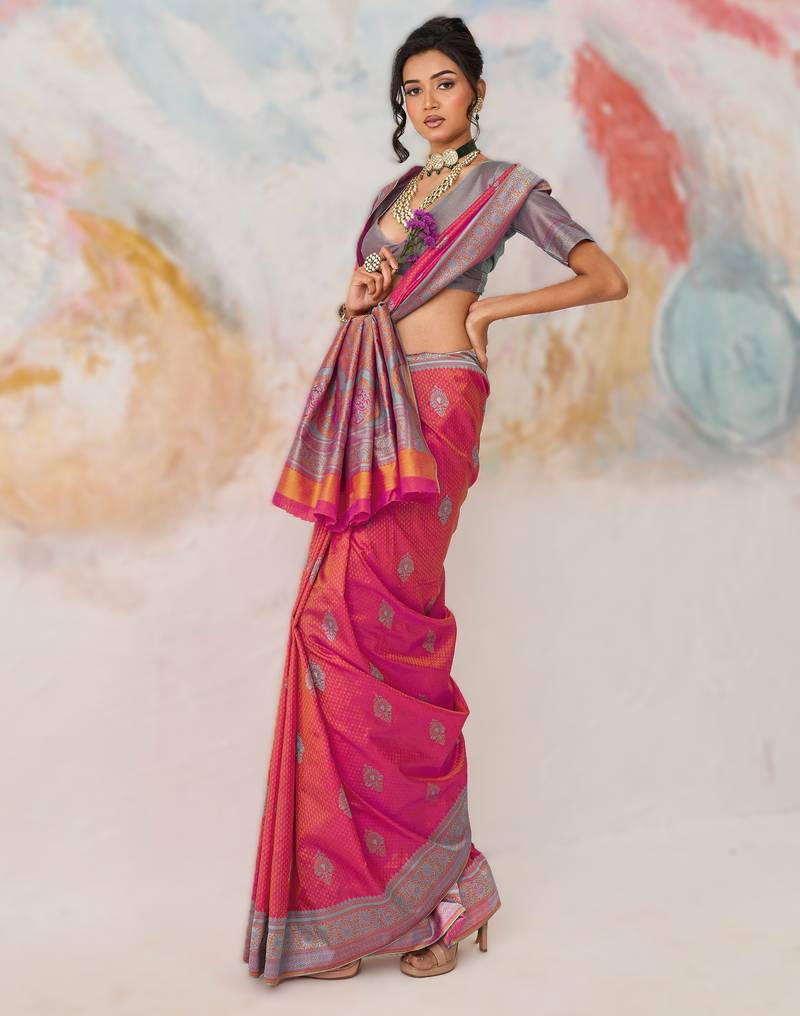 Elegant silk-blend saree for festive & party wear