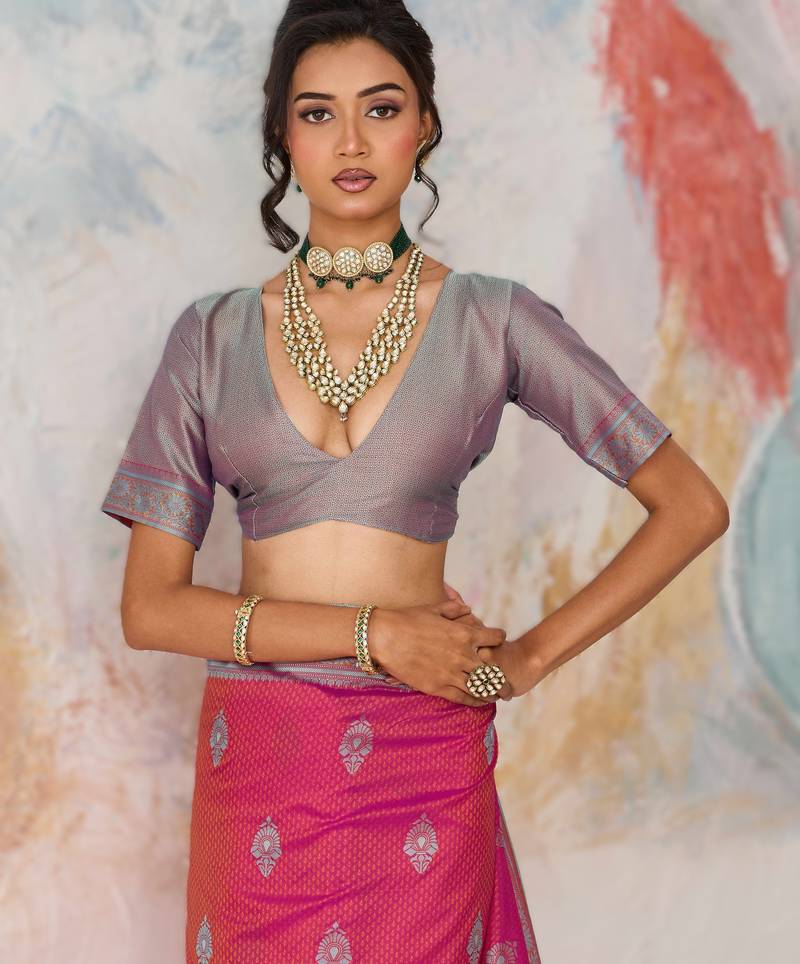 Elegant silk-blend saree for festive & party wear