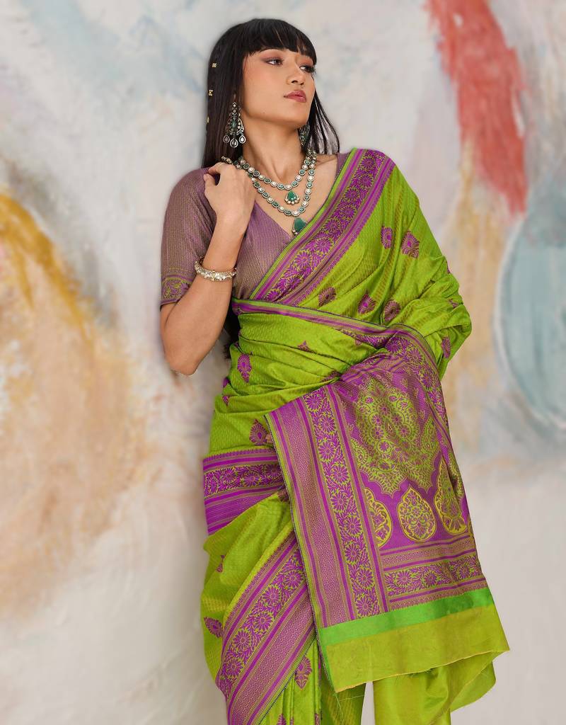 Elegant silk-blend saree for festive & party wear