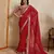 Catching red georgette bandhej print with cutwork lace border saree with mono banglory silk blouse