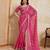 Bewitching pink georgette bandhej print with embroidery work lace border saree with mono banglory silk blouse