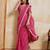 Bewitching pink georgette bandhej print with embroidery work lace border saree with mono banglory silk blouse