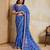 Fetching blue georgette bandhej print with embroidery work lace border saree with mono banglory silk blouse