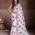 Graceful off-white fendy chiffon c-pallu embroidery work border saree with mono banglory silk blouse