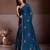 Comely teal blue crush silk c-pallu beads embroidery work  saree with crush silk blouse
