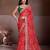 Delightfully red georgette bandhej print with cutwork lace border saree with mono banglory silk blouse