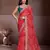 Delightfully red georgette bandhej print with cutwork lace border saree with mono banglory silk blouse