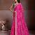 Attractive pink georgette bandhej print with cutwork lace border saree with mono banglory silk blouse