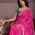 Attractive pink georgette bandhej print with cutwork lace border saree with mono banglory silk blouse