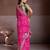 Attractive pink georgette bandhej print with cutwork lace border saree with mono banglory silk blouse