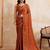 Engaging rust orange rangoli silk embroidery cutwork work lace border saree with rangoli silk blouse