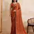 Engaging rust orange rangoli silk embroidery cutwork work lace border saree with rangoli silk blouse