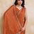 Engaging rust orange rangoli silk embroidery cutwork work lace border saree with rangoli silk blouse