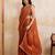 Engaging rust orange rangoli silk embroidery cutwork work lace border saree with rangoli silk blouse