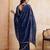 Dazzling navy blue rangoli silk embroidery cutwork work lace border saree with rangoli silk blouse