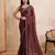 Alluring brown rangoli silk embroidery cutwork work lace border saree with rangoli silk blouse