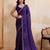 Seductive purple rangoli silk embroidery cutwork work lace border saree with rangoli silk blouse