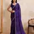 Seductive purple rangoli silk embroidery cutwork work lace border saree with rangoli silk blouse