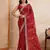 Entrancing red georgette bandhej print with cutwork lace border saree with mono banglory silk blouse