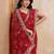 Entrancing red georgette bandhej print with cutwork lace border saree with mono banglory silk blouse