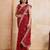Entrancing red georgette bandhej print with cutwork lace border saree with mono banglory silk blouse