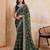 Inviting green georgette bandhej print with cutwork lace border saree with mono banglory silk blouse